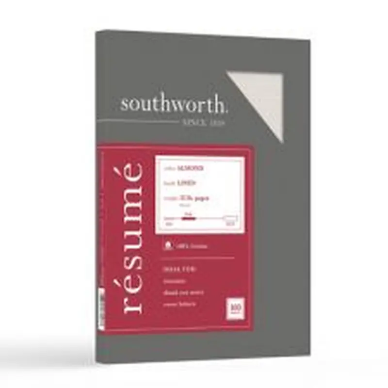 Southworth 100% Cotton Premium Weight Linen Resume Paper, 32 lb Bond Weight, 8.5 x 11, Almond, 100/Pack