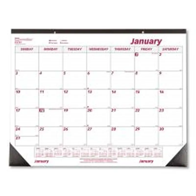 Brownline Monthly Desk Pad Calendar, 22 x 17, White/Burgundy Sheets, Black Binding, Black Corners, 12-Month (Jan to Dec): 2026