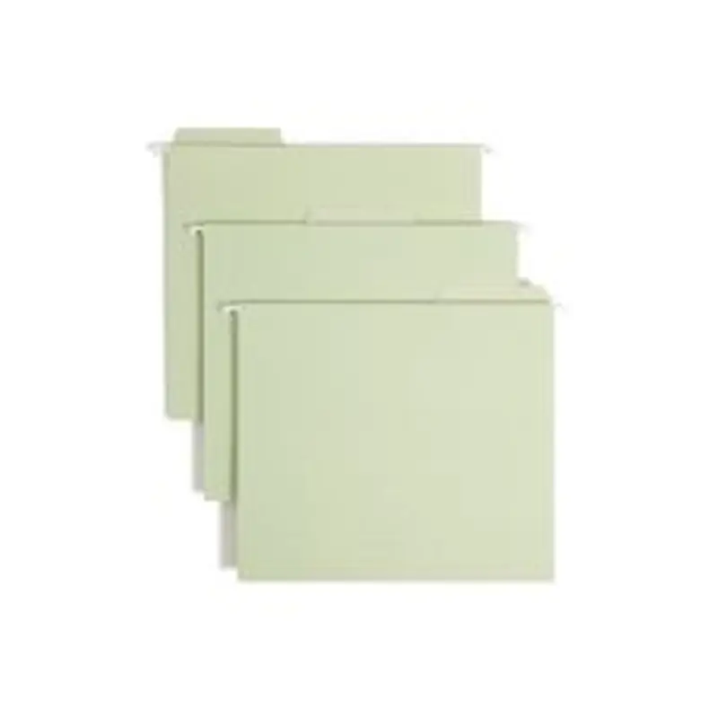 Smead FasTab Hanging Box Bottom File Folders, 2" Expansion, Letter Size, Moss, Box Of 20