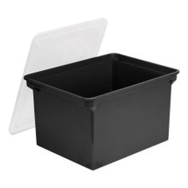 Storex Plastic File Tote, Letter/Legal Files, 18.5" x 14.25" x 10.88", Black/Clear