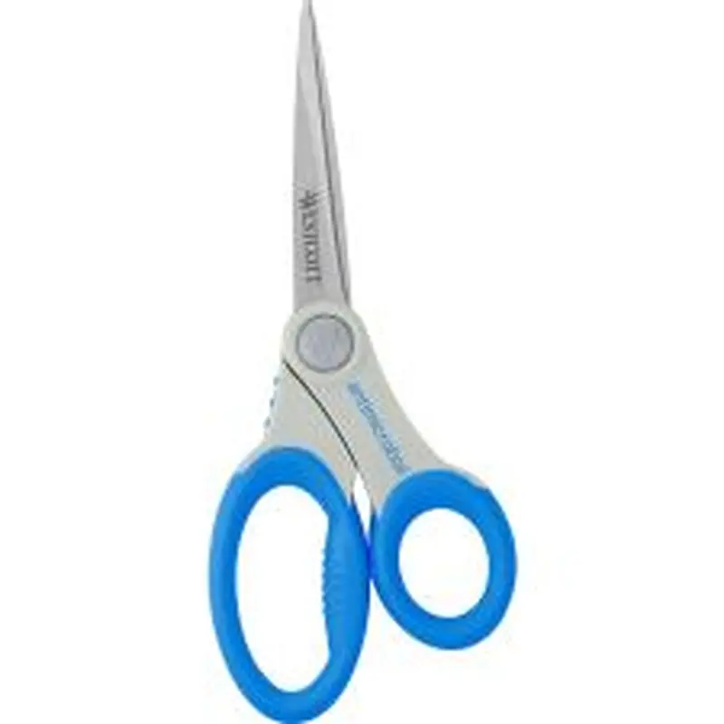 Westcott Soft Handle Scissors With Anti-Microbial Product Protection, 8", Pointed, Blue