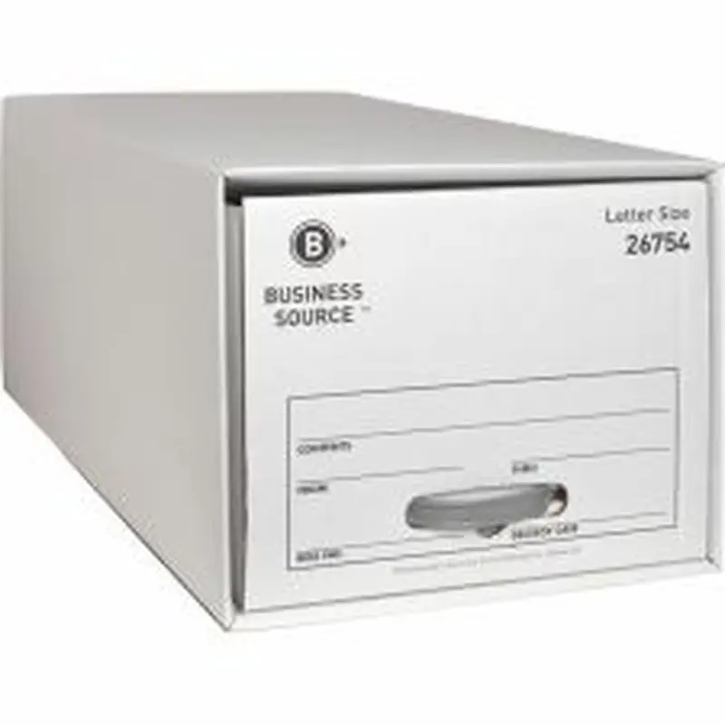 Business Source Drawer File Storage Boxes, 60% Recycled, White, Carton Of 6