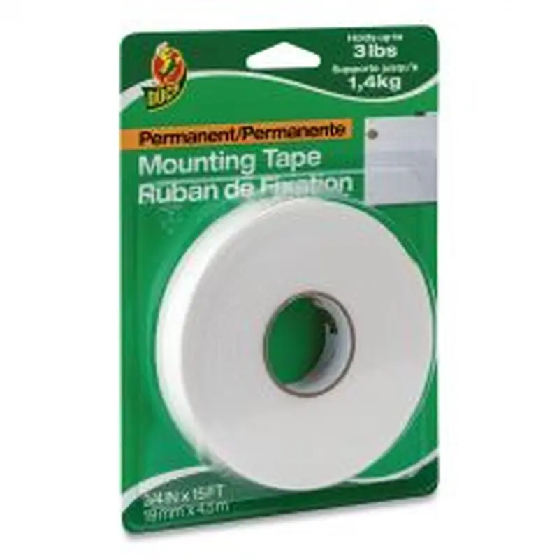 Duck Double-Stick Foam Mounting Tape, Permanent, Holds Up to 2 lbs, 0.75" x 15 ft, White