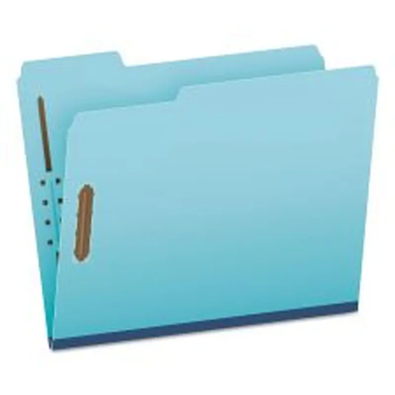 Pendaflex Earthwise by Pendaflex Heavy-Duty Pressboard Fastener Folders, 2" Expansion, 2 Fasteners, Letter Size, Light Blue, 25/Box