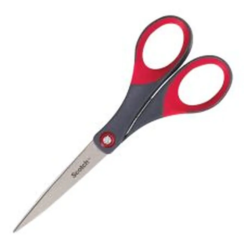 Scotch Precision Scissors, 7" - 7" Overall Length - Left/Right - Stainless Steel - Red, Gray - 1 Each