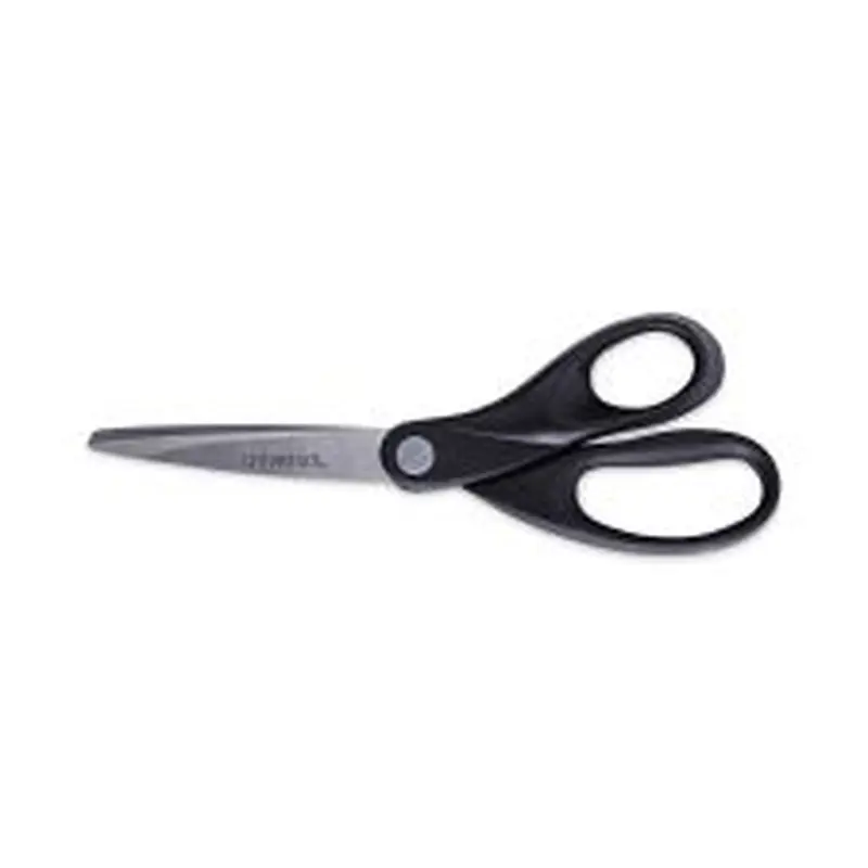 Universal Stainless Steel Office Scissors, 8" Long, 3.75" Cut Length, Straight Black Handle