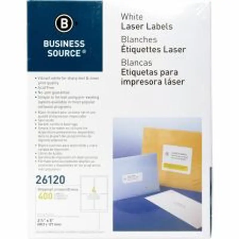 Business Source Bright White Premium-quality Address Labels - 3 1/2"x 5" - Permanent Adhesive - Rectangle - 26120