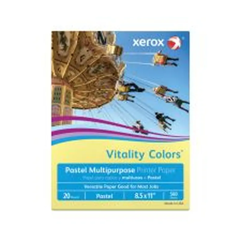 Xerox Vitality Colors Multi-Use Printer & Copy Paper, 1 Ream, Yellow, Letter (8.5" x 11"), 500 Sheets Per Ream, 20 Lb, 30% Recycled