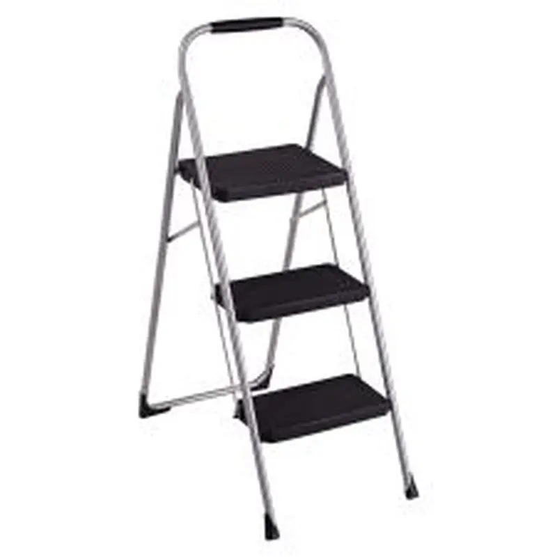 Cosco Ultra-Thin 3-Step Ladder, 200 Lb Capacity, 52 3/4", Black/Platinum