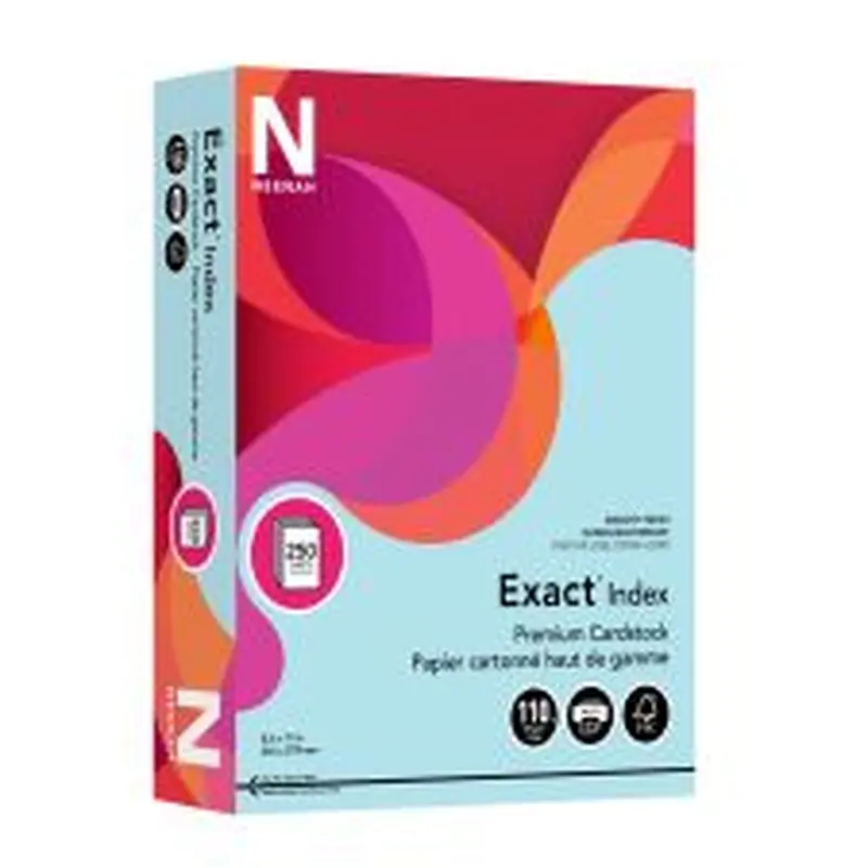 Neenah Exact Index Card Stock, 8 1/2" x 11", 110 Lb., Blue, Pack Of 250 Sheets