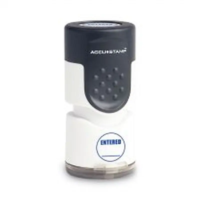 ACCUSTAMP Pre-Inked Round Stamp, ENTERED, 0.63" dia, Blue