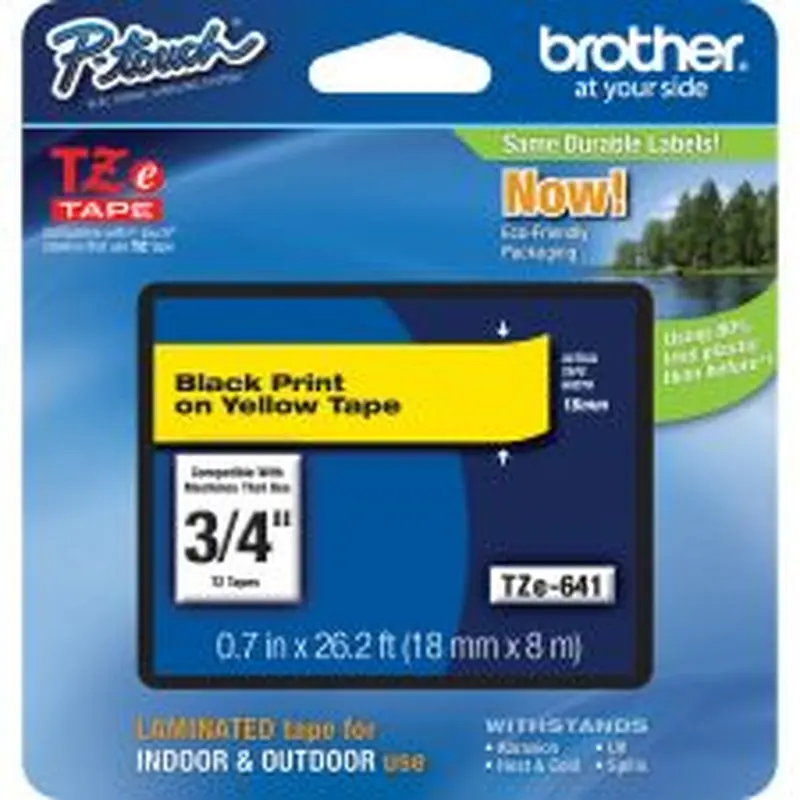 Brother TZe-641 Black-On-Yellow Tape, 0.75" x 26.2'