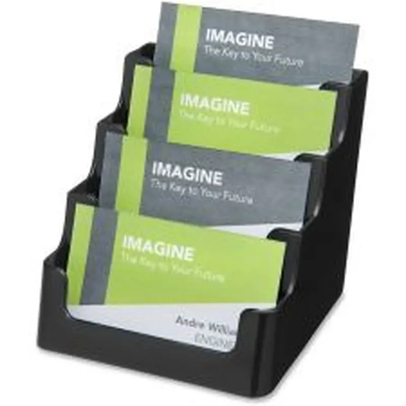 Deflecto 4-Tier Business Card Holder, 3.5" x 3.9" x 4.1", Black