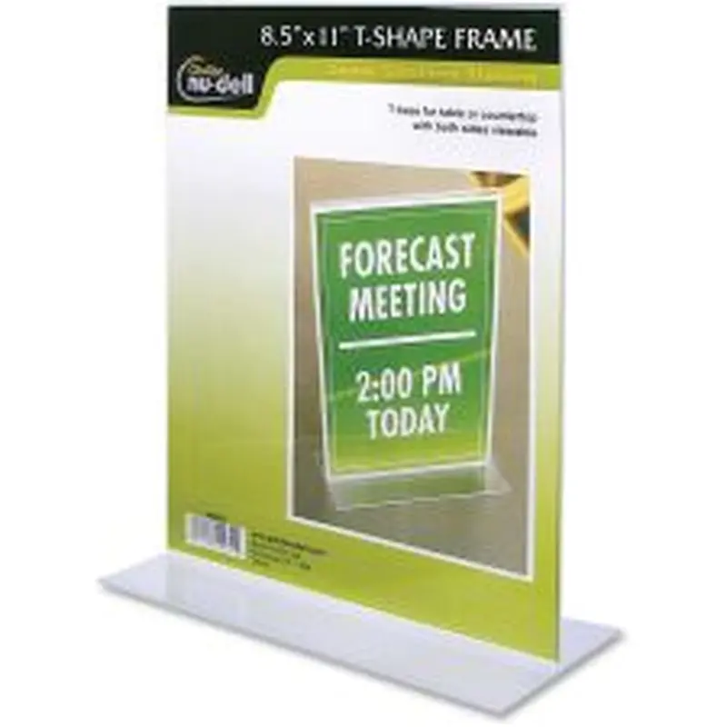 Nu-Dell Double-sided Sign Holder, 8.5"W x 11"H, Rectangular Shape, Double-sided, Self-standing, Acrylic, Clear