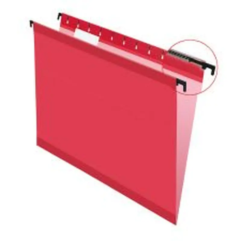 Pendaflex SureHook Reinforced Hanging Folders, 1/5-Cut, Letter Size, Red, Box Of 20