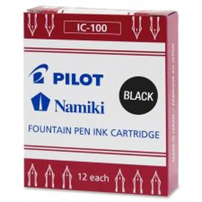 Pilot Fountain Pen Ink Cartridges, Fine Point, Black Ink, Pack Of 12
