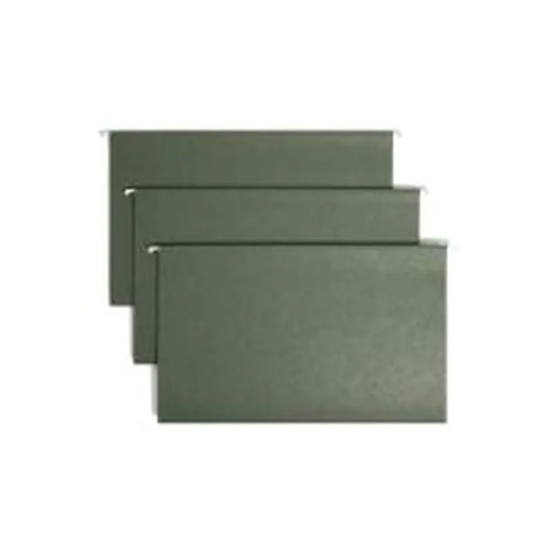 Smead TUFF Hanging File Folders With Easy Slide Tabs, Legal Size, Standard Green, Box Of 20