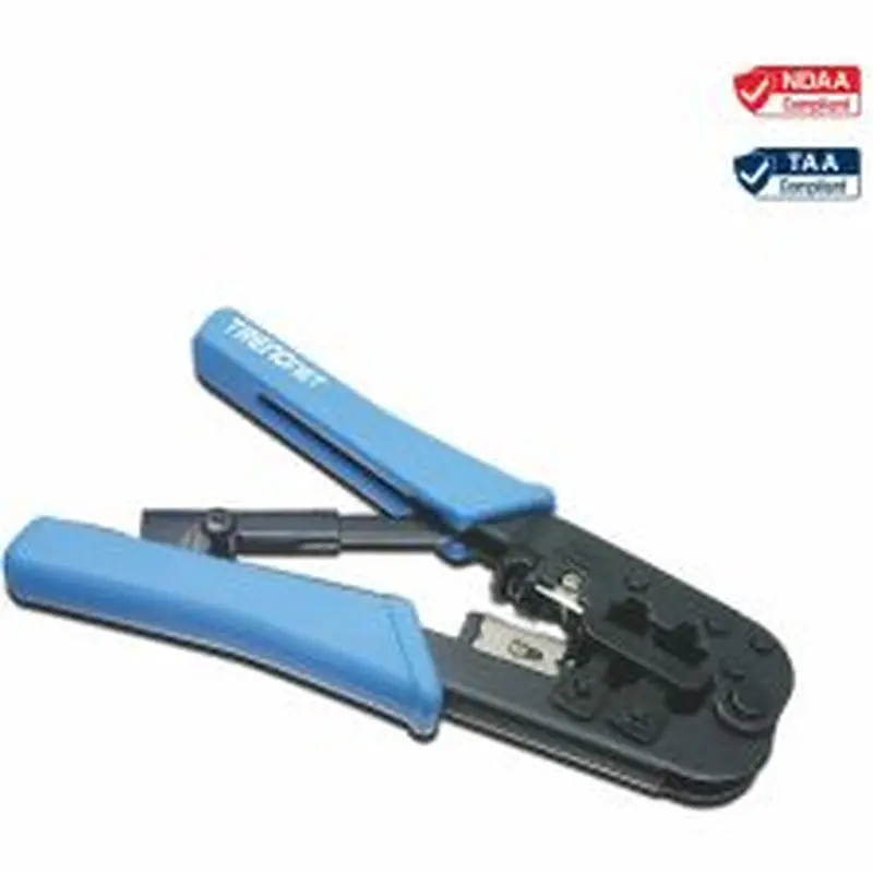 TRENDnet Crimping Tool, Crimp, Cut, And Strip Tool, For Any Ethernet or Telephone Cable, Built-In Cutter And Stripper, 8P-RJ-45 And 6P-RJ-12, RJ-11, All Steel Construction, Black, TC-CT68