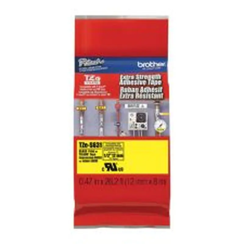 Brother P-touch Industrial TZe Tape Cartridges, Polyethylene, 15/32"W x 26 1/4'L , Black on Yellow
