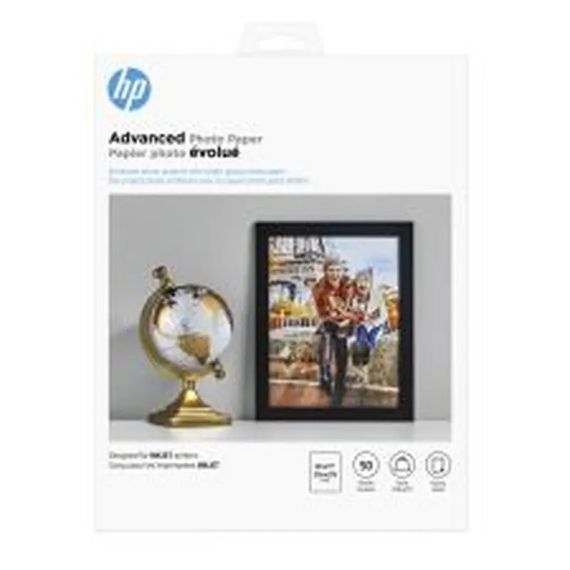 HP Advanced Photo Paper for Inkjet Printers, Glossy, Letter Size (8 1/2" x 11"), 66 Lb, Pack Of 50 Sheets (Q7853A)