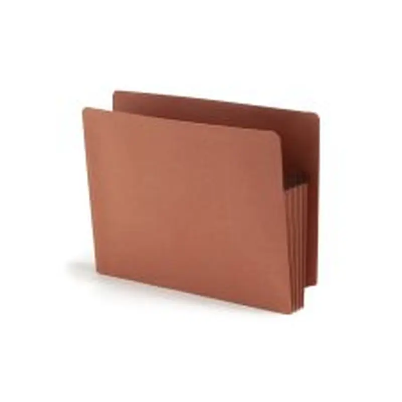 Smead End-Tab Extra-Wide File Pockets, 3-1/2" Expansion, Extra-Wide Letter Size, 100% Recycled, Redrope, Pack Of 25