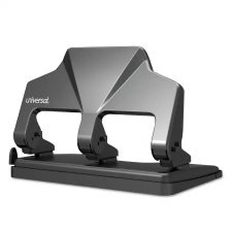 Universal 30-Sheet Three-Hole Power Assist Punch, 7 mm Holes, Black