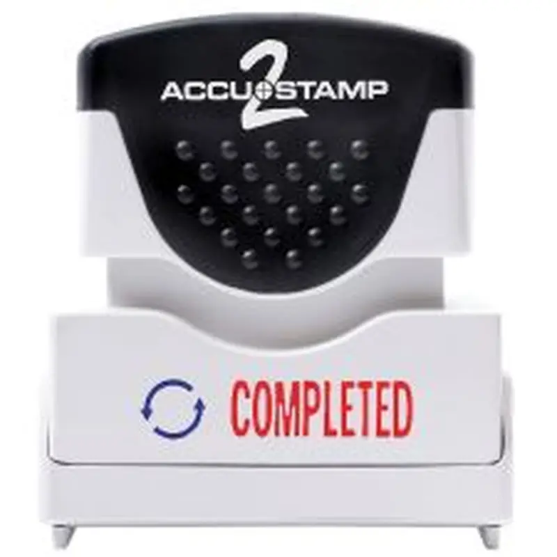 AccuStamp Pre-Ink Message Stamp, "Completed", Red/Blue