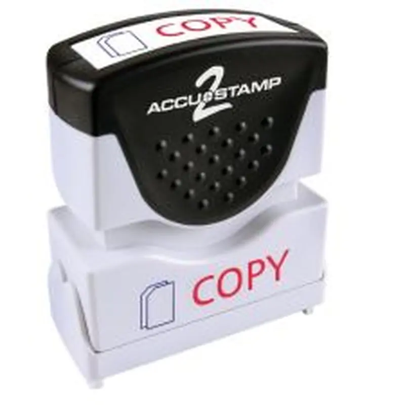 AccuStamp2 Copy Stamp, Shutter Pre-Inked Two-Color Copy Stamp, 1/2" x 1-5/8" Impression, Red/Blue Ink