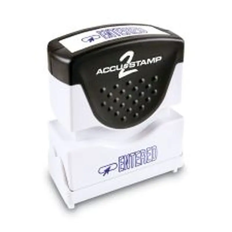ACCUSTAMP2 Pre-Inked Shutter Stamp, Blue, ENTERED, 1.63 x 0.5
