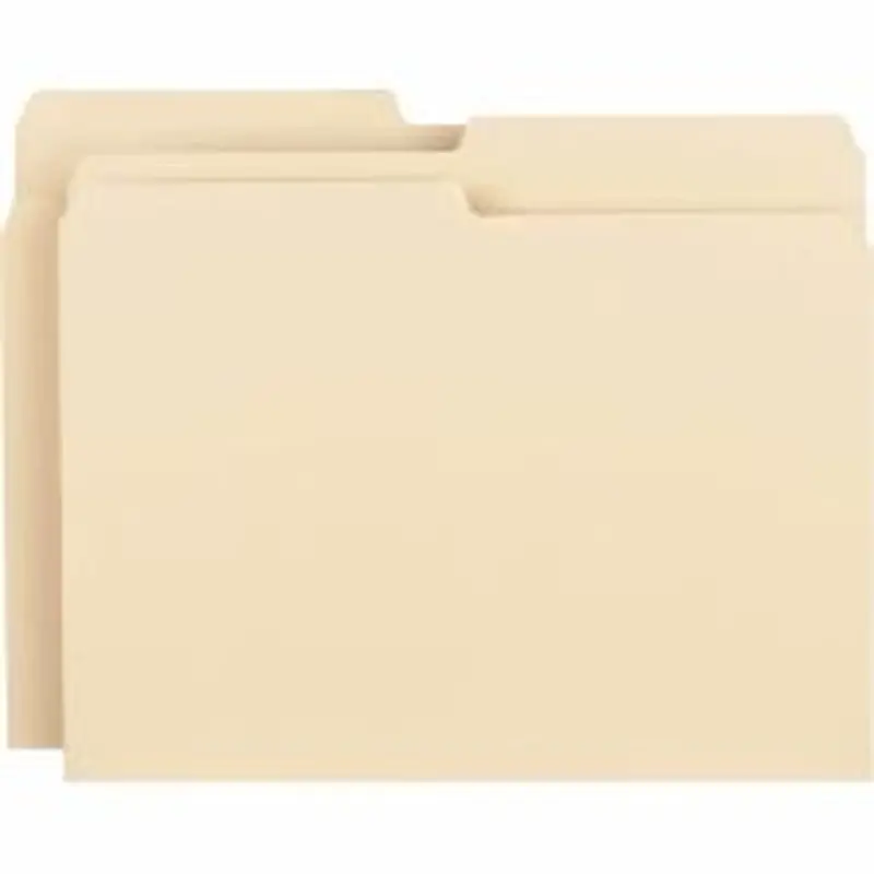 Business Source 1/2 Tab Cut Letter Top Tab File Folders - 8 1/2" x 11" - 3/4" Expansion - Assorted Tab Position - Manila - 100 / Box