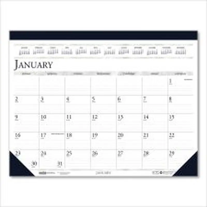 House of Doolittle Recycled Two-Color Monthly Desk Pad Calendar, 18.5 x 13, Perforated White/Blue/Gray Sheets, 12-Month (Jan-Dec): 2026