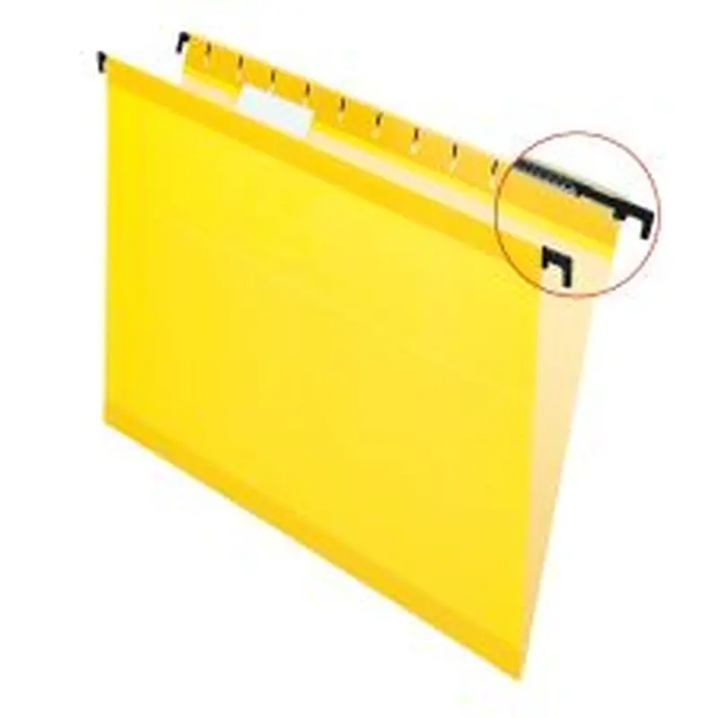 Pendaflex SureHook Reinforced Hanging Folders, 1/5-Cut, Letter Size, Yellow, Box Of 20