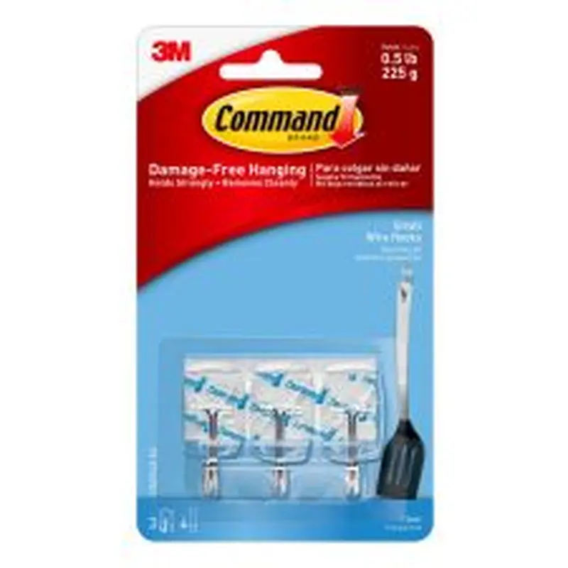Command Small Clear Utensil Hooks, 3 Hooks, 4 White Adhesive Strips, Damage Free Hanging Picture Hangers, No Tools Wall Hanging Strips - 17067CLR