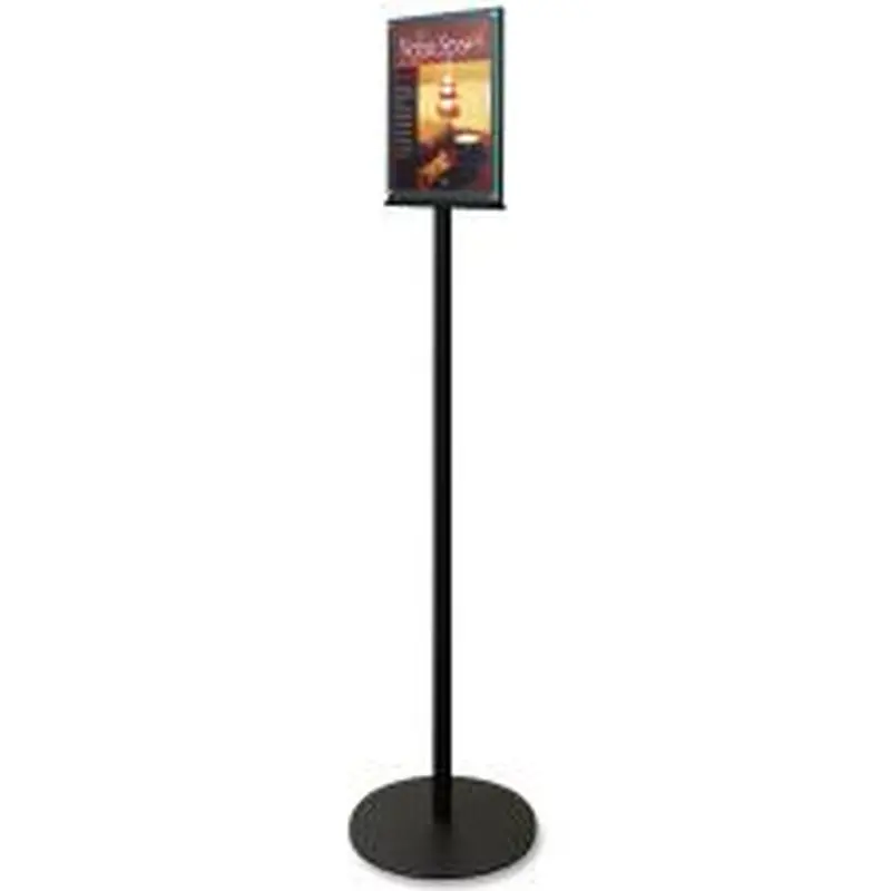 Deflecto Double-Sided Sign Stand, 56"H x 12 9/10"W x 12 9/10"D, Black