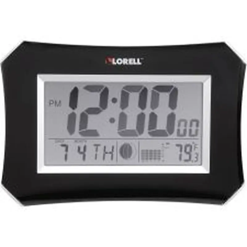 Lorell 10.3" Digital LCD Wall Alarm Clock, Black