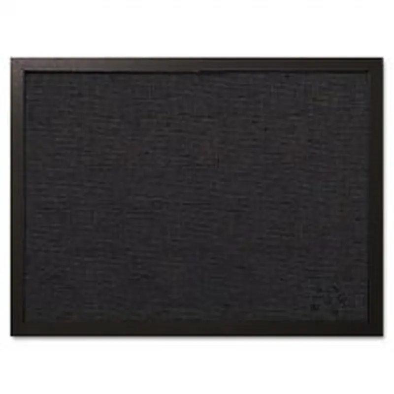 MasterVision Designer Fabric Bulletin Board, 24" x 18", Black Surface, Black Fiberboard (MDF) Frame