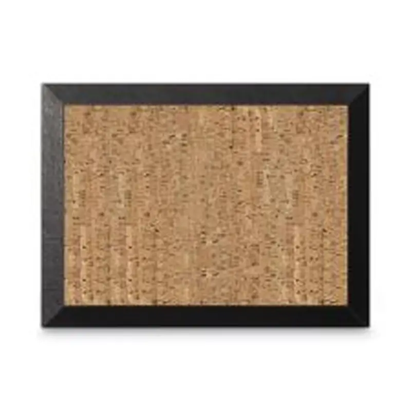 MasterVision Natural Cork Bulletin Board, 24" x 18", Tan Surface, Black Wood Frame