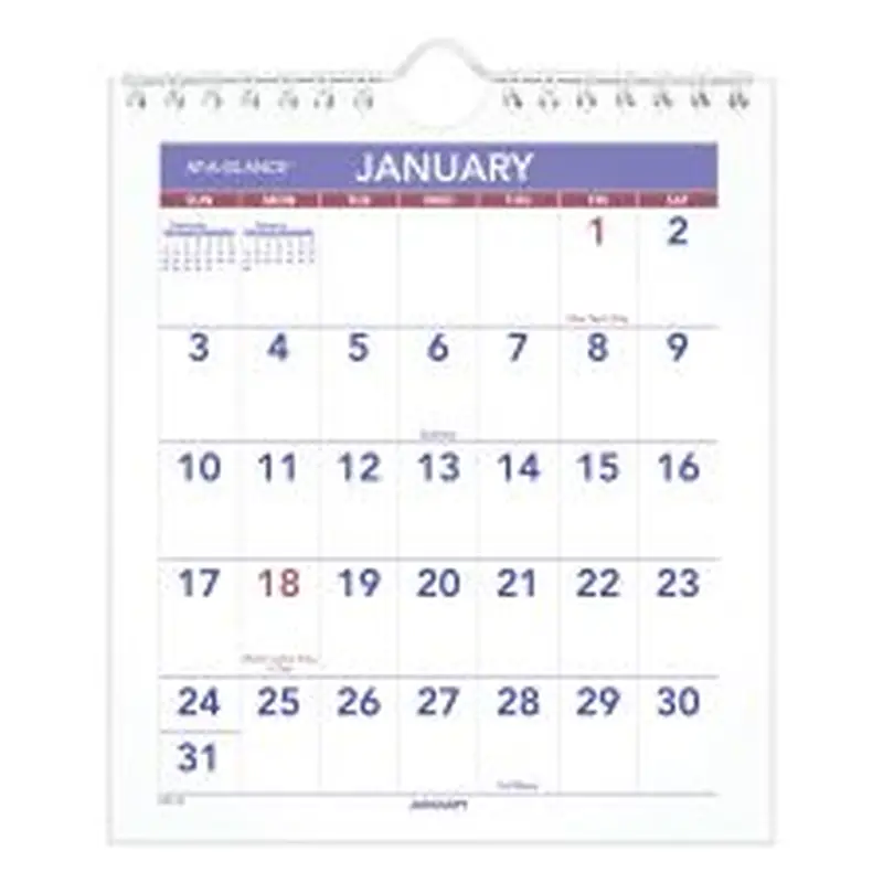 AT-A-GLANCE Mini Monthly Wall Calendar with Fold-Out Easel, 7 x 8, White Sheets, 12-Month (Jan to Dec): 2026
