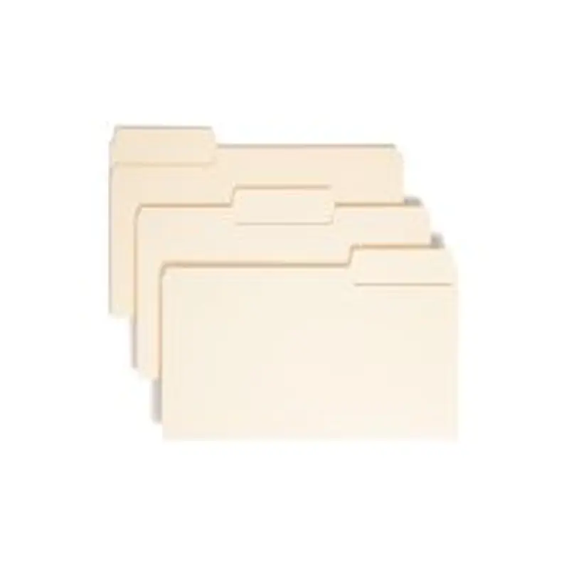 Smead SuperTab Heavyweight File Folders, Legal Size, 1/3 Cut, Manila, Box Of 50