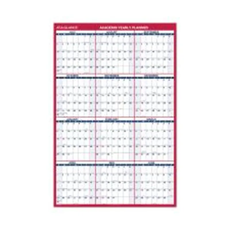 AT-A-GLANCE Academic Erasable Reversible Extra Large Wall Calendar, 48 x 32, White/Blue/Red, 12 Month (July to June): 2025 to 2026