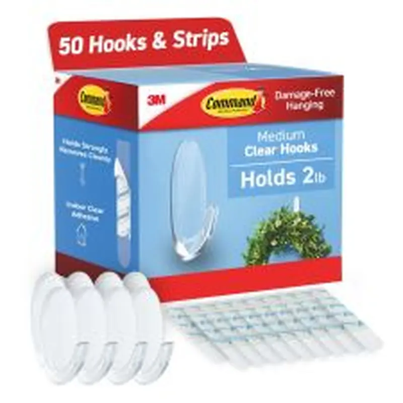 Command Assorted Hooks Cabinet Pack, 50 Hooks, 50 Clear Adhesive Strips, Damage Free Hanging Picture Hangers, No Tools Wall Hanging Strips