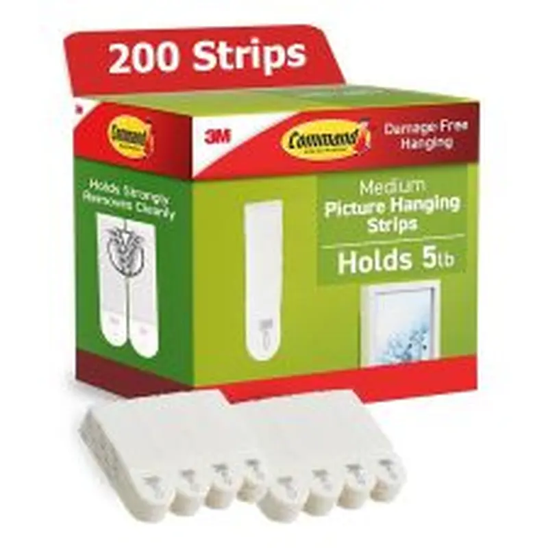 Command Medium Picture Hanging Strips, 100 White Adhesive Strip Pairs (200 Strips), Damage Free Hanging Picture Hangers, No Tools Wall Hanging Strips