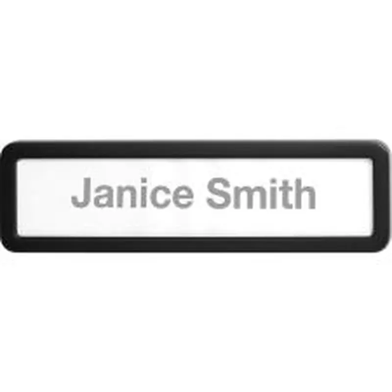 Lorell Recycled Cubicle Nameplate, 0.9"W x 2.7"H, Wall, Plastic, Black