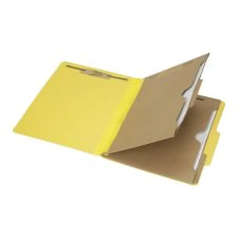 SKILCRAFT 6-Part 2" Prong Expandable Classification Folders, Letter Size, 30% Recycled, Yellow, Box Of 10 (AbilityOne 7530-01-600-6975)