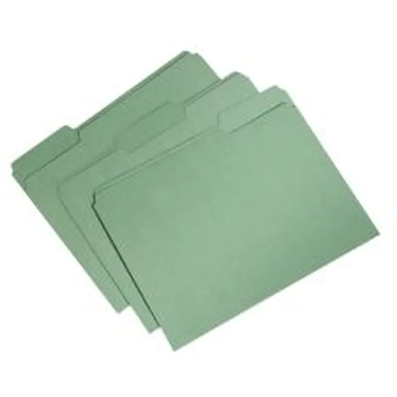 SKILCRAFT Single-Ply Top File Folders, 100% Recycled, Green, Box Of 100 (AbilityOne 7530-01-566-4132)