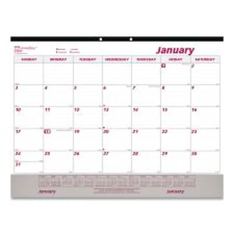Brownline Monthly Desk Pad Calendar, 22 x 17, White/Burgundy Sheets, Black Binding, Clear Corners, 12-Month (Jan to Dec): 2026
