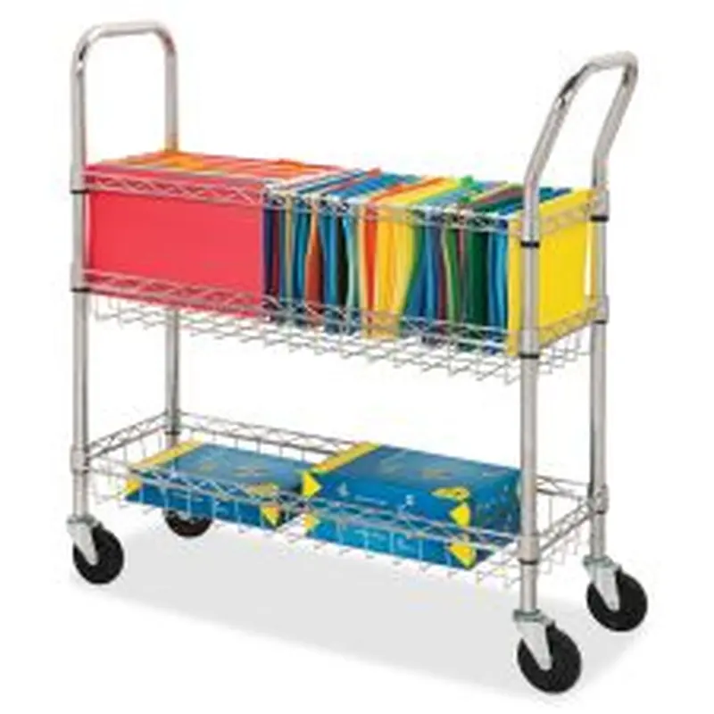 Lorell Mobile Wire Mail Cart, Chrome