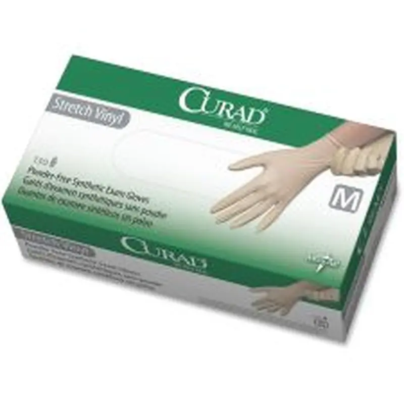 Medline Powder-free Stretch Vinyl Exam Gloves - Medium Size - Vinyl - Cream - Stretchable, Powder-free, Latex-free, Non-sterile, Beaded Cuff - - 0