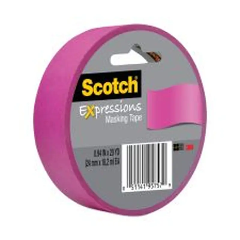 Scotch Expressions Masking Tape, 3" Core, 0.94" x 20 yds, Fuchsia