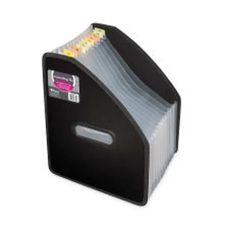 C-Line Vertical Expanding File, 10" Expansion, 13 Sections, 1/12-Cut Tabs, Letter Size, Black